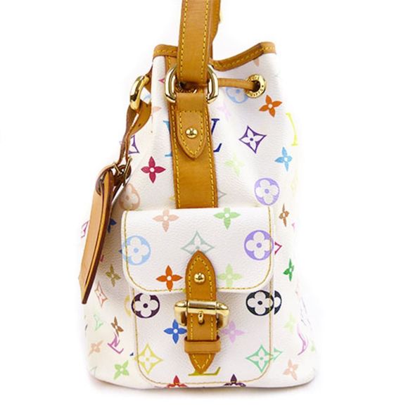 Louis Vuitton Petit Noe Monogram Multicolor Drawstring Shoulder Bag White - Picture 6 of 7